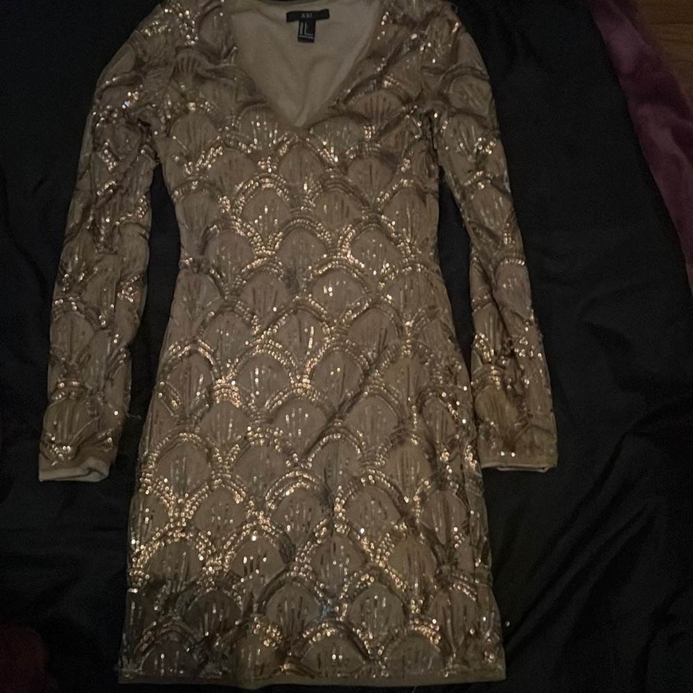Rose gold short sequins bodycon dress